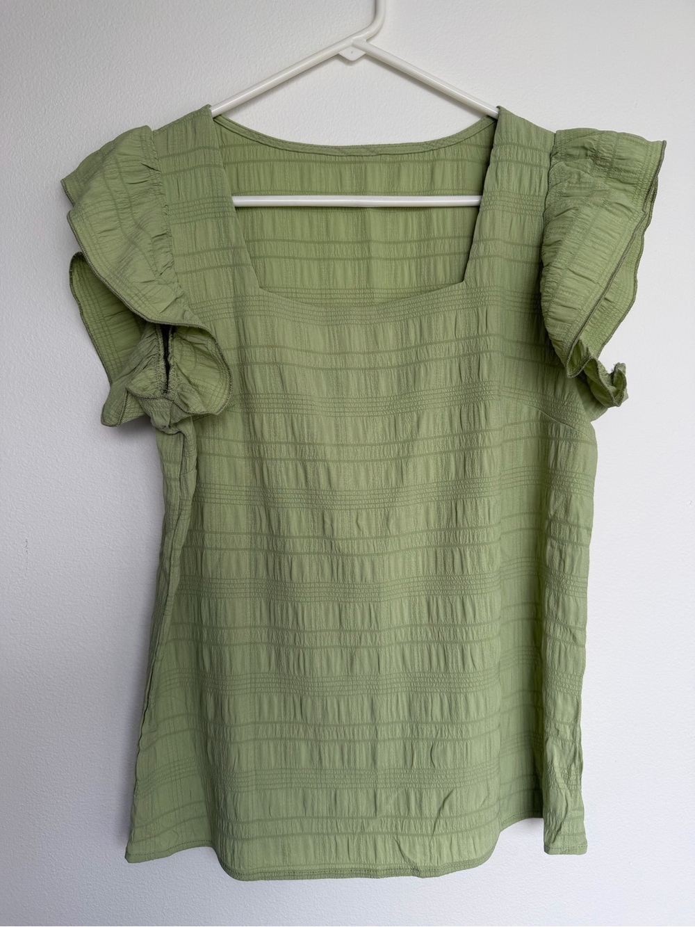 Light Green Ruffle Sleeve Top